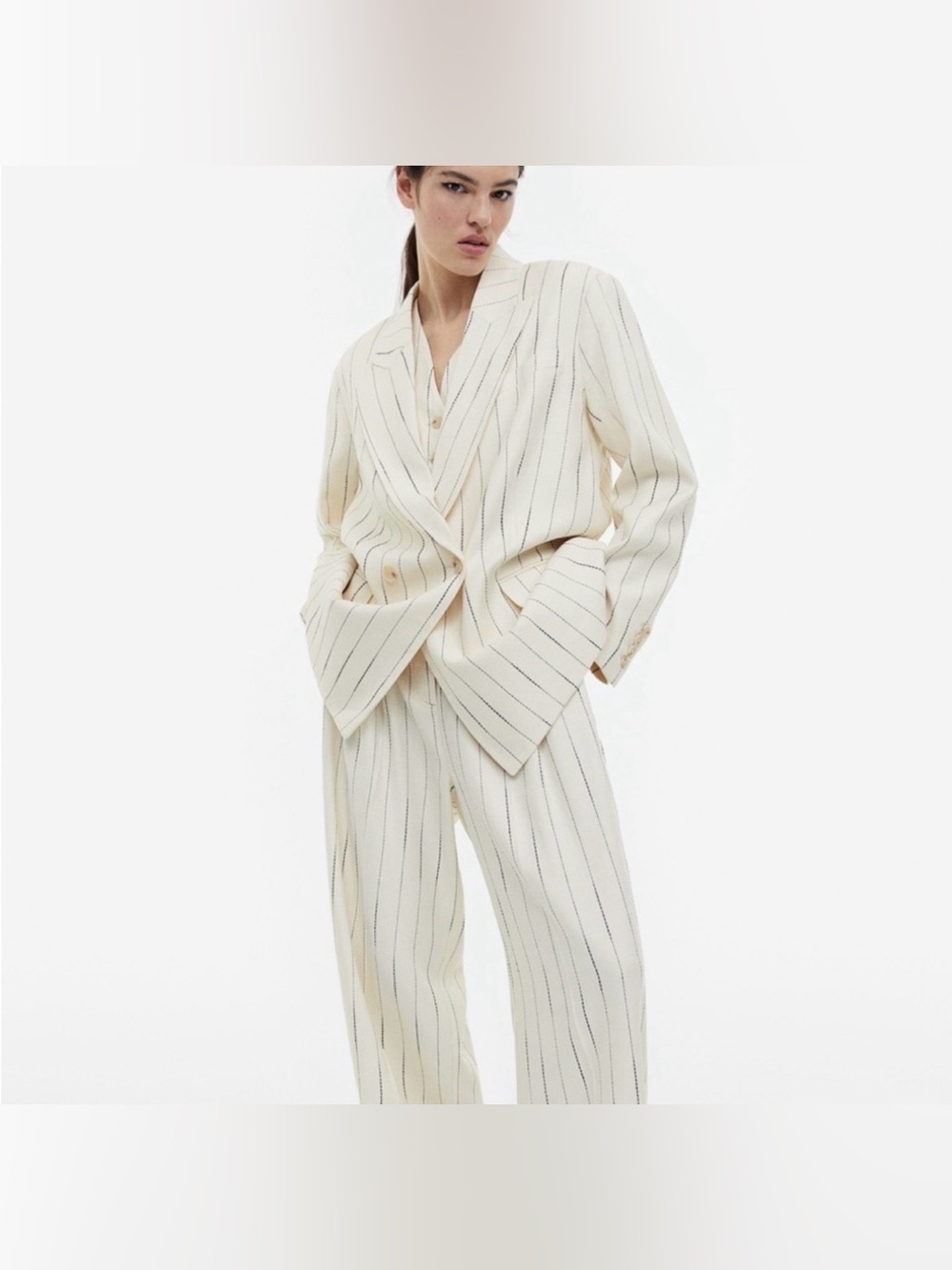 NWT H&M Studio Double Breasted Linen Blend Blazer size M